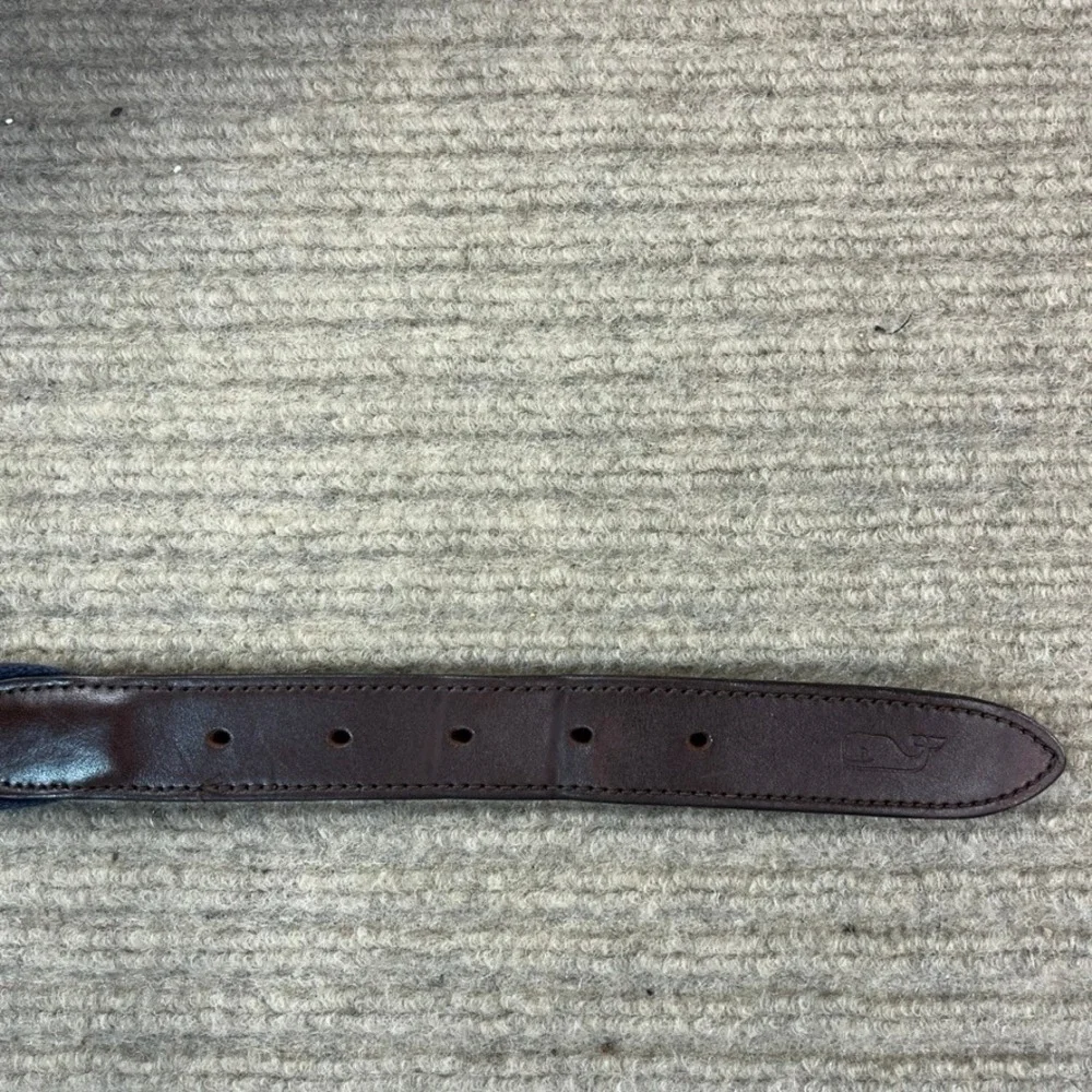Vineyard Vines Mens Golf Bag Canvas Club Belt Navy Brown Leather Brass Size 44